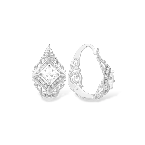 Серьги из серебра 925 пробы с фианитами