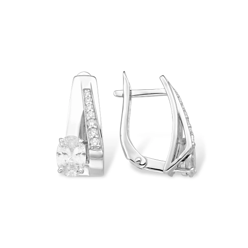 Серьги из серебра 925 пробы с фианитами