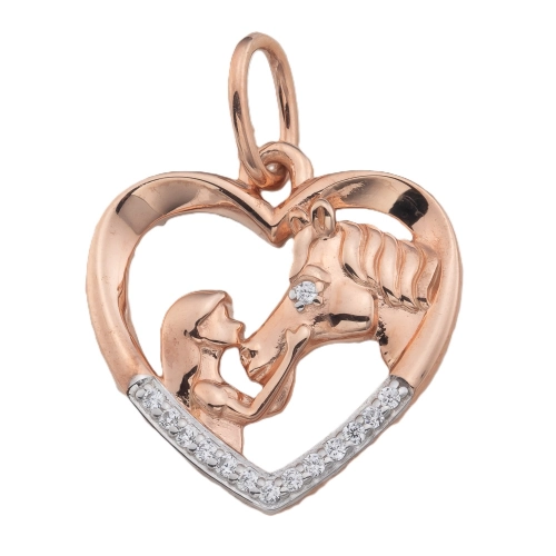 Подвеска из серебра 925 пробы с позолотой, с фианитами