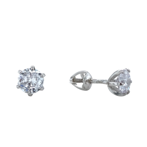 Серьги пусеты из серебра 925 пробы с фианитами