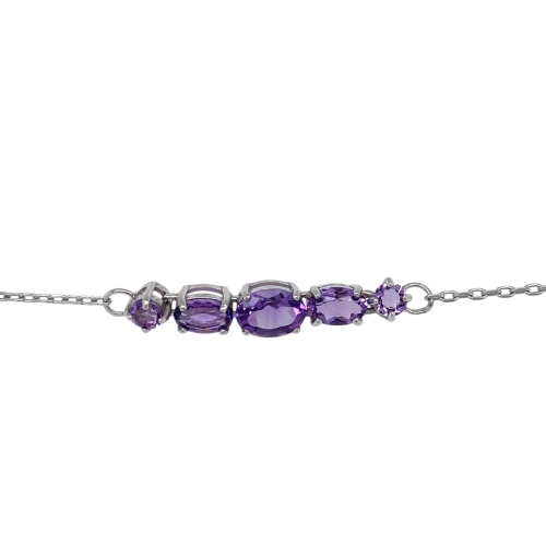 Браслет из серебра 925 пробы с аметистом