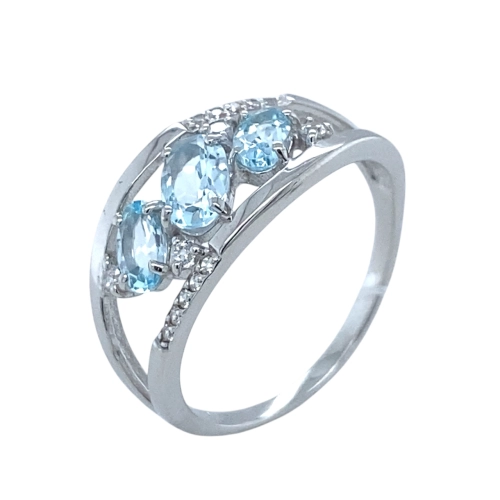 Кольцо из серебра 925 пробы с топазом и фианитами