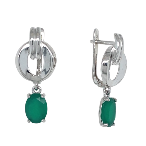 Серьги из серебра 925 пробы с хризопразами