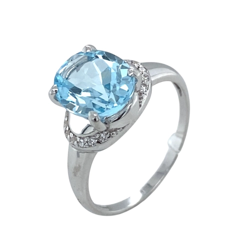 Кольцо из серебра 925 пробы с топазом и фианитами