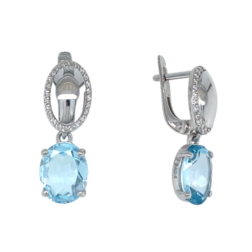 Серьги из серебра 925 пробы с топазами и фианитами