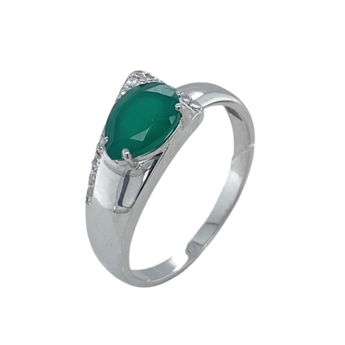 Кольцо (925) хризопраз, фианит