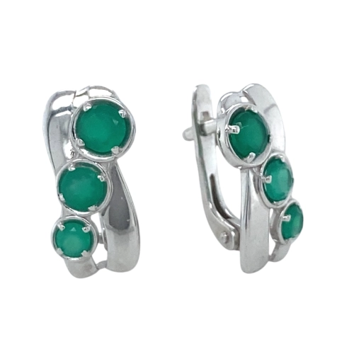 Серьги из серебра 925 пробы с хризопразами