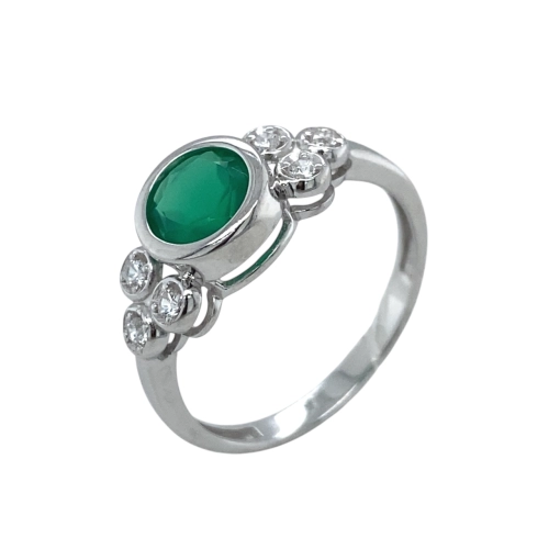 Кольцо (925) хризопраз, фианит