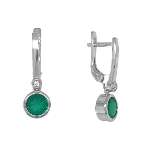 Серьги (925) хризопраз, фианит