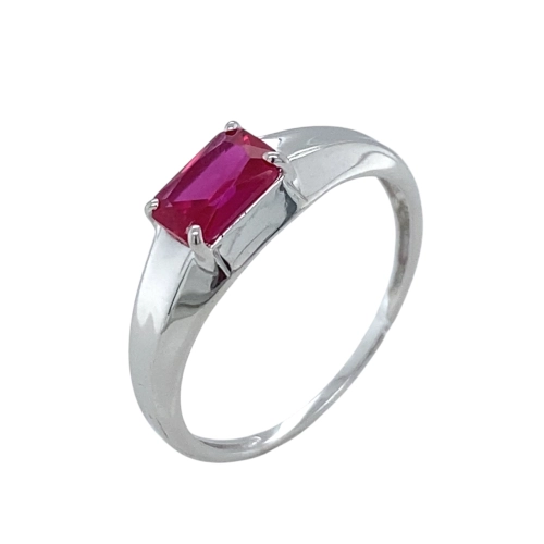 Кольцо из серебра 925 пробы с выращенным рубином