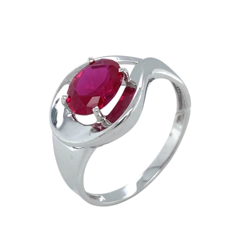 Кольцо из серебра 925 пробы с выращенным рубином