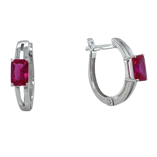 Серьги из серебра 925 пробы свыращенным рубином