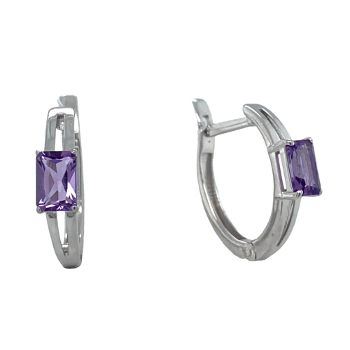 Серьги из серебра 925 пробы с аметистами