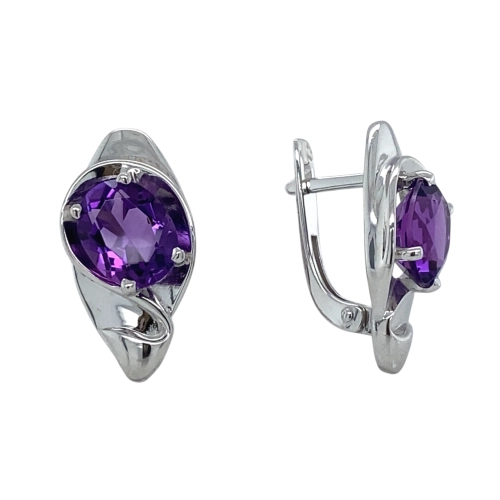 Серьги из серебра 925 пробы с аметистами