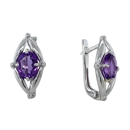 Серьги из серебра 925 пробы с аметистами
