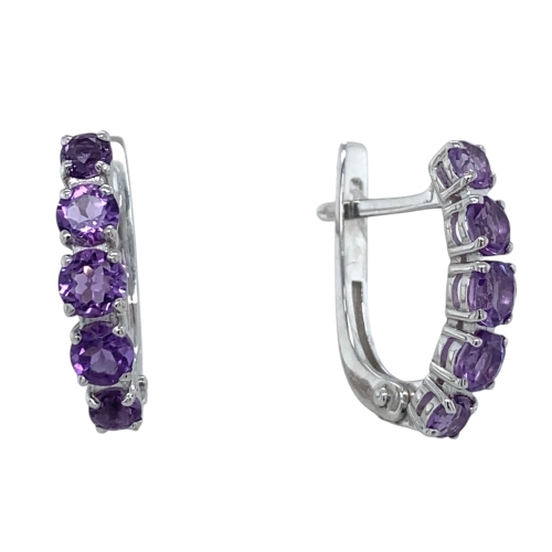 Серьги из серебра 925 пробы с аметистами