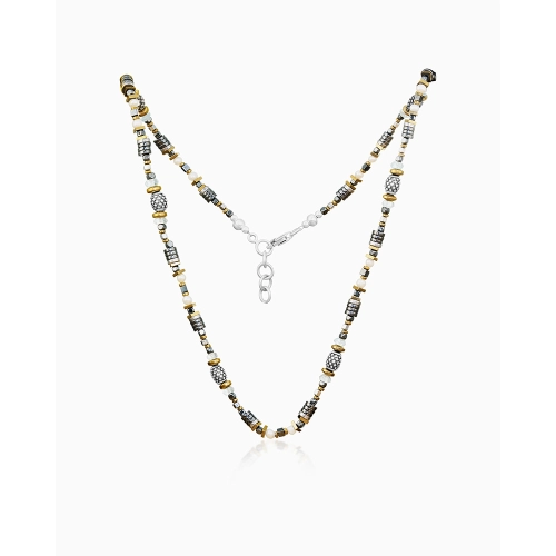 Колье (925) аметист, гематит, жемчуг, пирит