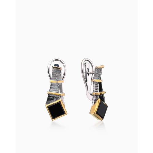 Серьги из серебра 925 пробы с ониксом