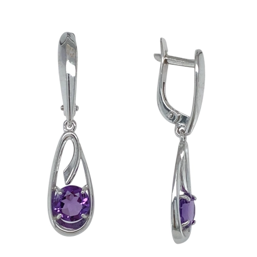 Серьги из серебра 925 пробы с аметистами