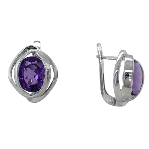 Серьги из серебра 925 пробы с аметистами