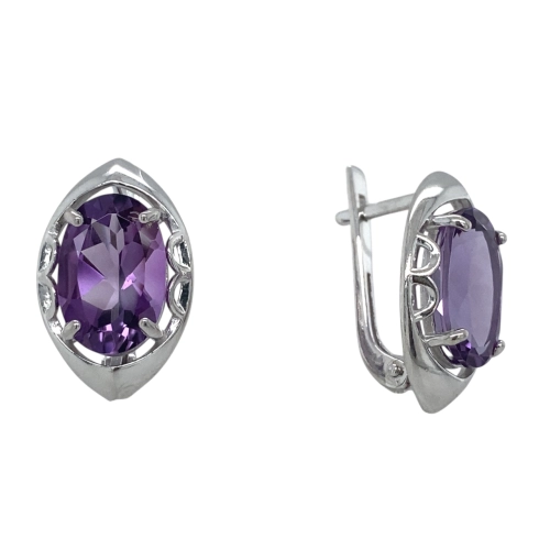 Серьги из серебра 925 пробы с аметистами