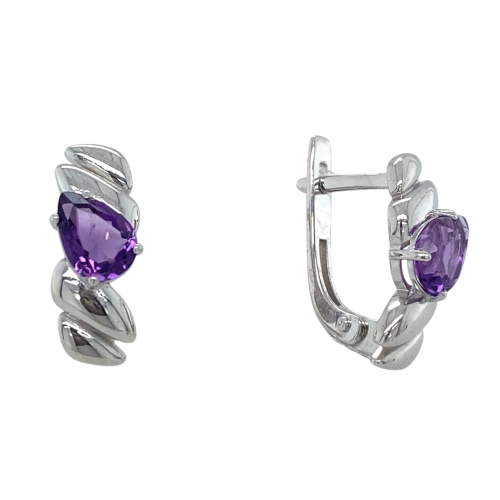 Серьги из серебра 925 пробы с аметистами