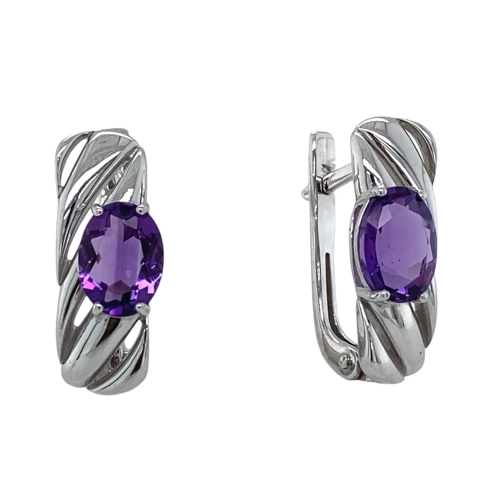 Серьги из серебра 925 пробы с аметистами