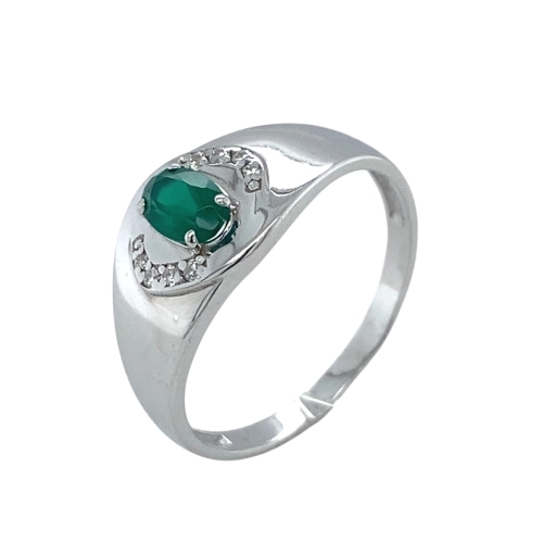 Кольцо (925) хризопраз, фианит