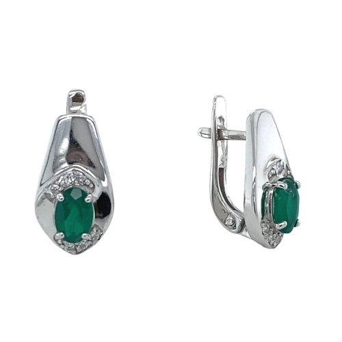 Серьги (925) хризопраз, фианит