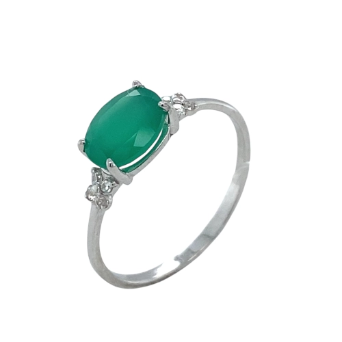 Кольцо (925) хризопраз, фианит