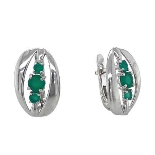 Серьги из серебра 925 пробы с хризопразами