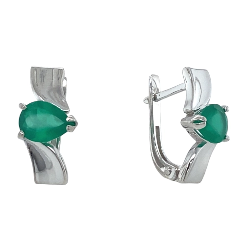 Серьги из серебра 925 пробы с хризопразами