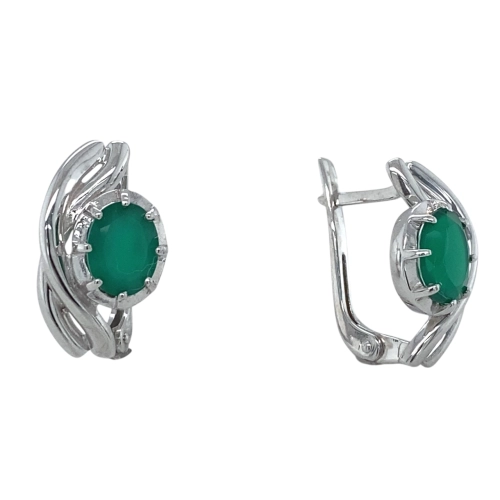 Серьги из серебра 925 пробы с хризопразами