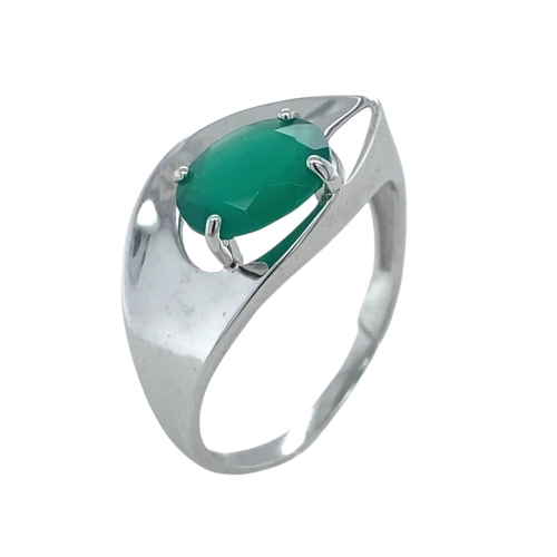 Кольцо из серебра 925 пробы с хризопразом