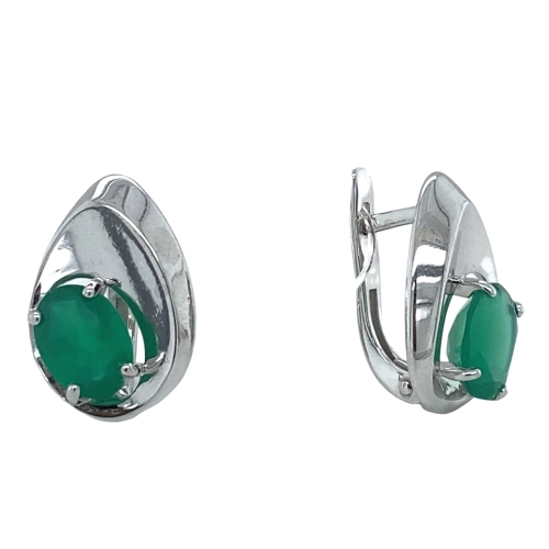 Серьги из серебра 925 пробы с хризопразами