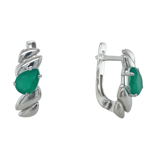 Серьги из серебра 925 пробы с хризопразами