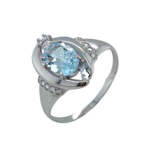 Кольцо из серебра 925 пробы с топазом и фианитами