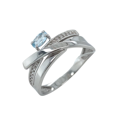 Кольцо из серебра 925 пробы с топазом и фианитами