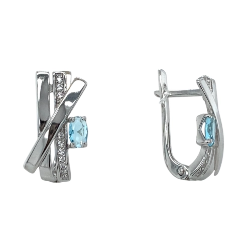 Серьги из серебра 925 пробы с топазами и фианитами