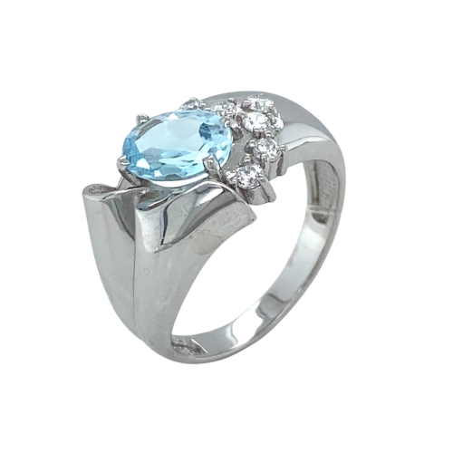 Кольцо из серебра 925 пробы с топазом и фианитами