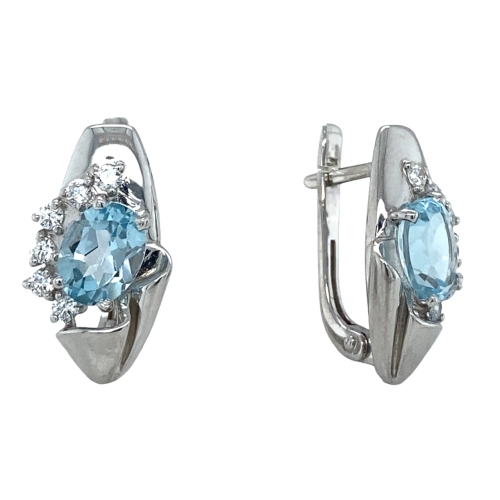 Серьги из серебра 925 пробы с топазами и фианитами