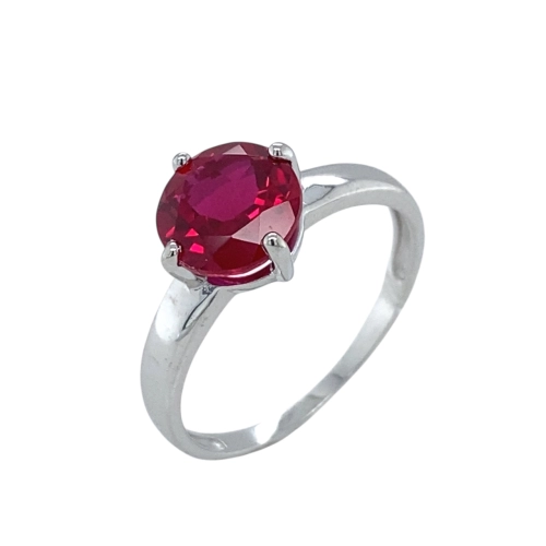 Кольцо из серебра 925 пробы с выращенным рубином