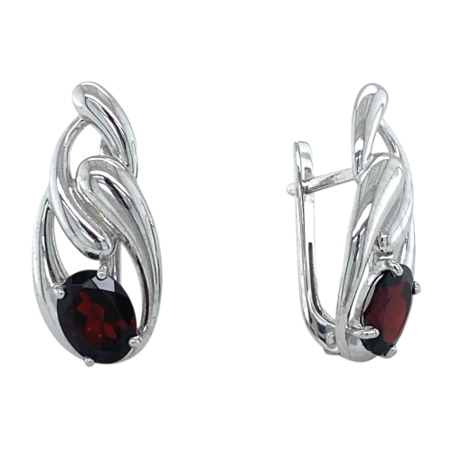 Серьги из серебра 925 пробы с гранатами