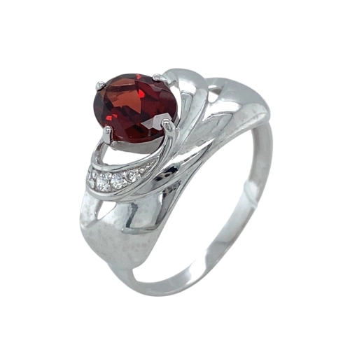 Кольцо из серебра 925 пробы с гранатом и фианитами