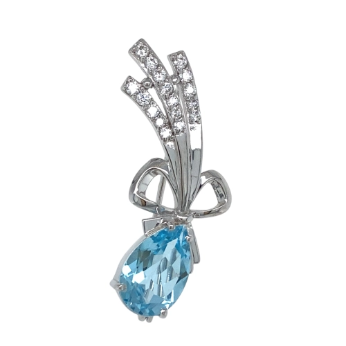 Брошь из серебра 925 пробы с топазами и фианитами