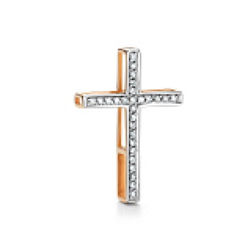 Подвеска декоративный крест из золота 585 пробы с бриллиантами