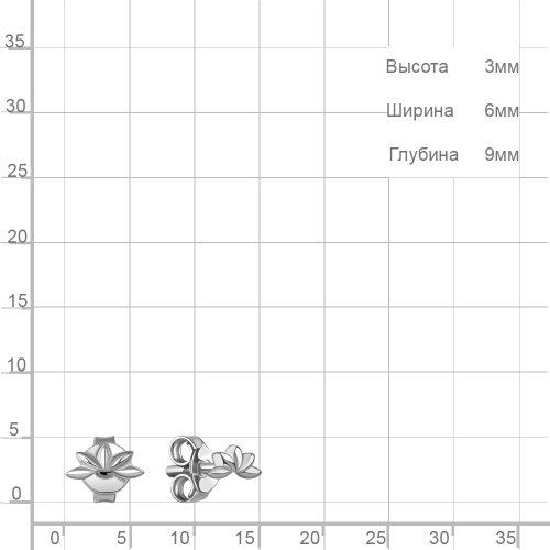 Моносерьга пусета из серебра 925 пробы