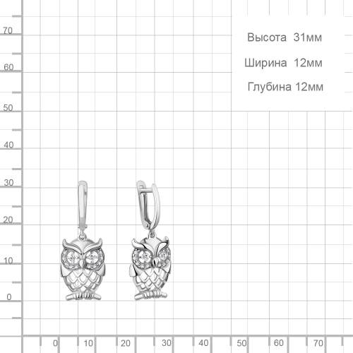Серьги из серебра 925 пробы с фианитами