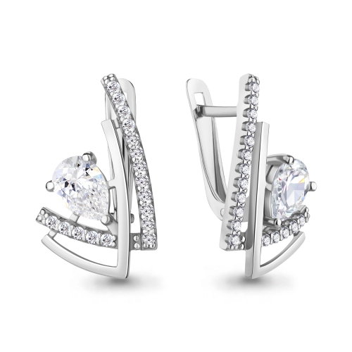 Серьги из серебра 925 пробы с фианитами