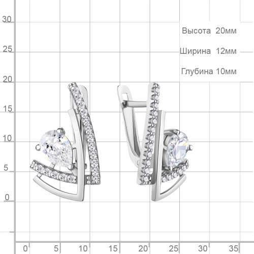 Серьги из серебра 925 пробы с фианитами